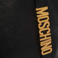 Moschino Black Grain Leather Side Logo Detail Tote 