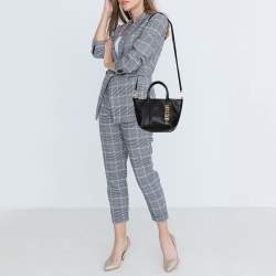 Moschino Black Grain Leather Side Logo Detail Tote 