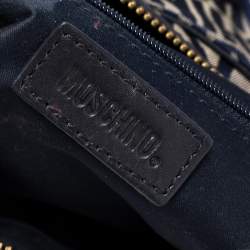 Pre Owned Moschino Blue Monogram Canvas and Leather Satchel