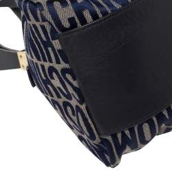 Pre Owned Moschino Blue Monogram Canvas and Leather Satchel