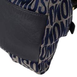 Pre Owned Moschino Blue Monogram Canvas and Leather Satchel