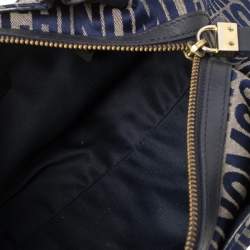 Pre Owned Moschino Blue Monogram Canvas and Leather Satchel