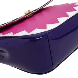 Pre Owned Moschino Multicolor Patent Leather Bird Face Flap Shoulder Bag