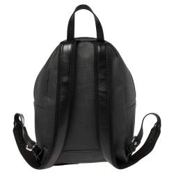 Pre Owned Moschino Black Faux Leather Small Safety Pin Teddy Backpack