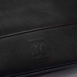 Moschino Black Leather Drawstring Bucket Bag