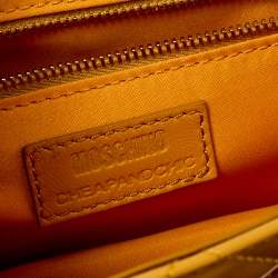 Pre Owned Moschino Yellow Quilted Patent Leather Crossbody Bag