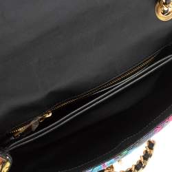 Pre Owned Moschino Multicolor Graffiti Print Quilted Leather Shoulder Bag