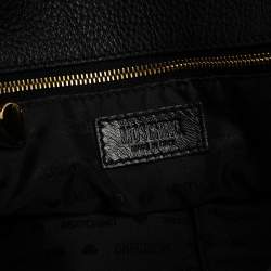 Pre Owned Moschino Black Leather Logo Flap Top Handle Bag