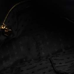 Pre Owned Moschino Black Leather Logo Flap Top Handle Bag