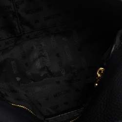 Pre Owned Moschino Black Leather Logo Flap Top Handle Bag