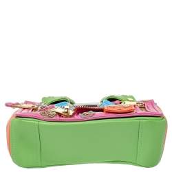 Pre Owned Moschino Multicolor Leather Biker Jacket Embellished Shoulder Bag