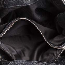 Pre Owned Moschino Black Monogram Leather and Canvas Lock Tote