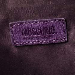 Pre Owned Moschino Purple Crinkled Patent Leather Double Zip Pocket Duffel Bag