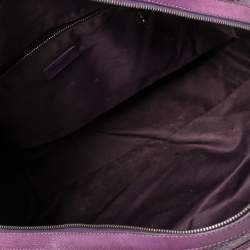 Pre Owned Moschino Purple Crinkled Patent Leather Double Zip Pocket Duffel Bag