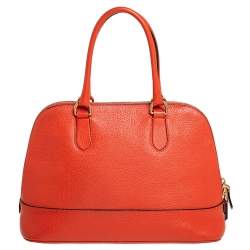 Moschino Orange Logo Plaque Leather Dome Satchel