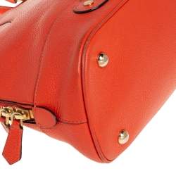 Moschino Orange Logo Plaque Leather Dome Satchel