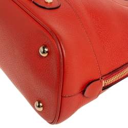 Moschino Orange Logo Plaque Leather Dome Satchel