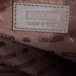 Moschino Orange Logo Plaque Leather Dome Satchel