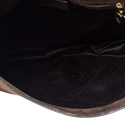 Moschino Brown Leather and Fabric Trim Pom Pom Hobo