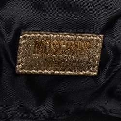 Pre Owned Moschino Gold Quilted Leather Mini Dollaro Top Handle Bag