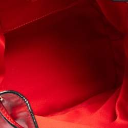 Pre Owned Moschino Red Leather Classic Logo Drawstring Bucket Bag