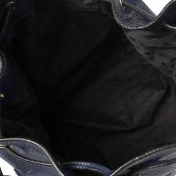 Pre Owned Moschino Blue Leather Drawstring Bucket Bag