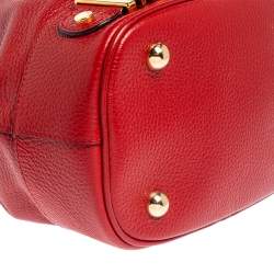 Moschino Red Leather Logo Drawstring Bucket Bag
