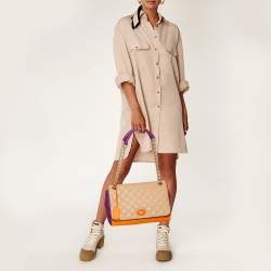 Pre Owned Moschino Multicolor Quilted Leather Flap Shoulder Bag