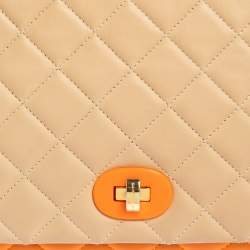 Pre Owned Moschino Multicolor Quilted Leather Flap Shoulder Bag