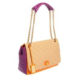 Pre Owned Moschino Multicolor Quilted Leather Flap Shoulder Bag