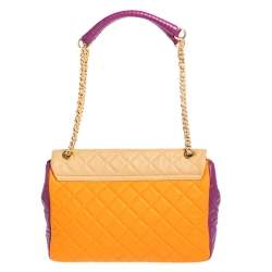 Pre Owned Moschino Multicolor Quilted Leather Flap Shoulder Bag