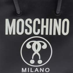 Pre Owned Moschino Black Signature Leather Mini Vertical Tote 