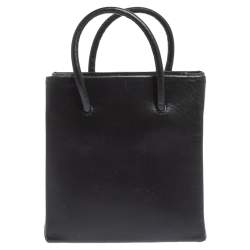 Pre Owned Moschino Black Signature Leather Mini Vertical Tote 