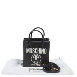 Pre Owned Moschino Black Signature Leather Mini Vertical Tote 