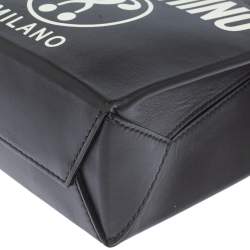 Pre Owned Moschino Black Signature Leather Mini Vertical Tote 