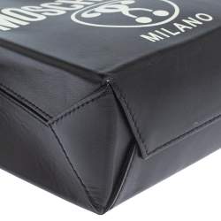 Pre Owned Moschino Black Signature Leather Mini Vertical Tote 