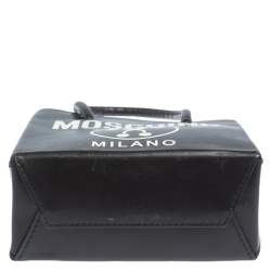 Pre Owned Moschino Black Signature Leather Mini Vertical Tote 