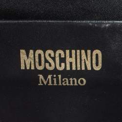 Pre Owned Moschino Black Signature Leather Mini Vertical Tote 