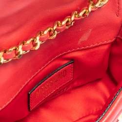 Moschino Red Leather Biker Jacket Crossbody Bag