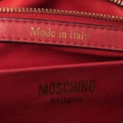 Pre Owned Moschino Red Leather Capsule Biker Jacket Shoulder Bag