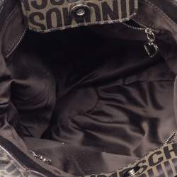 Pre Owned Moschino Brown/Olive Green Signature Canvas and Leather Hobo