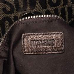 Pre Owned Moschino Brown/Olive Green Signature Canvas and Leather Hobo
