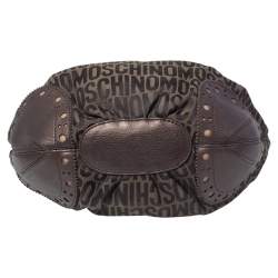 Pre Owned Moschino Brown/Olive Green Signature Canvas and Leather Hobo