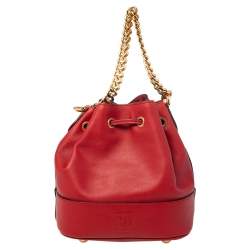 Moschino Red Leather Classic Logo 30th Anniversary Special Edition Drawstring Bucket Bag