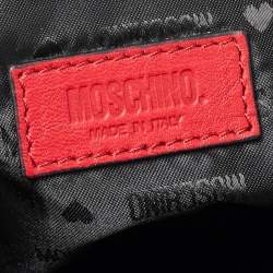 Moschino Red Leather Classic Logo 30th Anniversary Special Edition Drawstring Bucket Bag