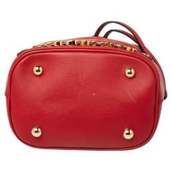 Moschino Red Leather Classic Logo 30th Anniversary Special Edition Drawstring Bucket Bag