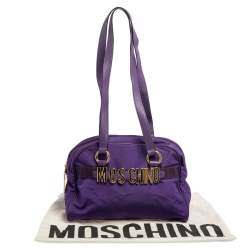 Moschino Purple Nylon Satchel