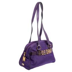 Moschino Purple Nylon Satchel