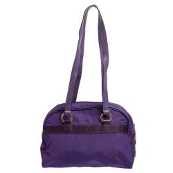 Moschino Purple Nylon Satchel