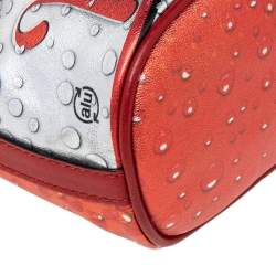 Moschino Metallic Silver/Orange Leather Coca Cola Bucket Bag